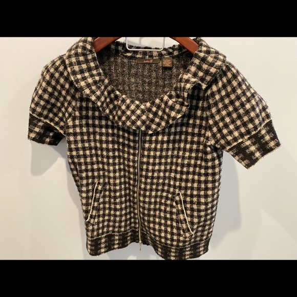 100% wool black and cream zip up blazer/jacket - Picture 1 of 3